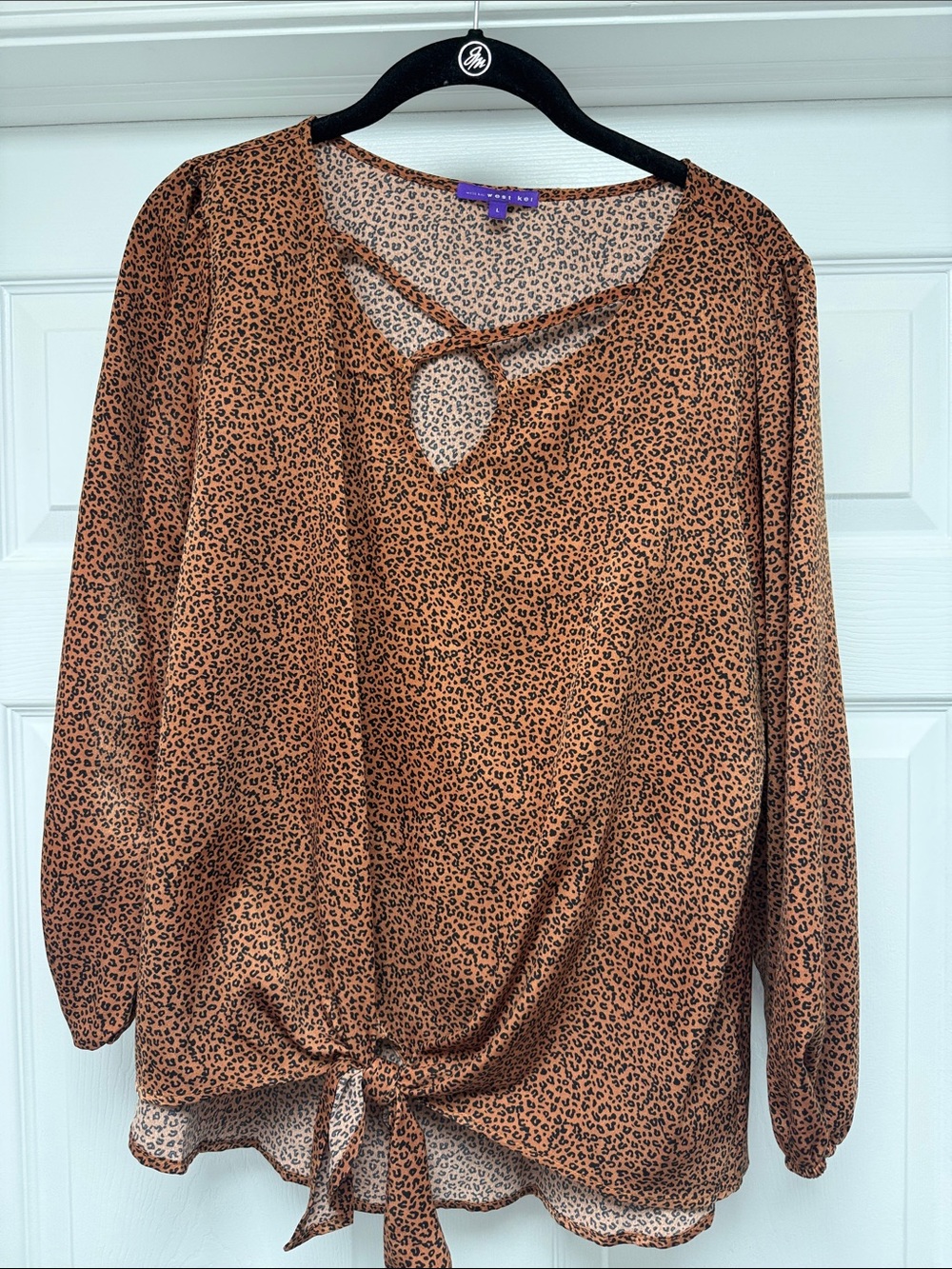 West Kei Tan Leopard-Print Tie-Hem Blouse